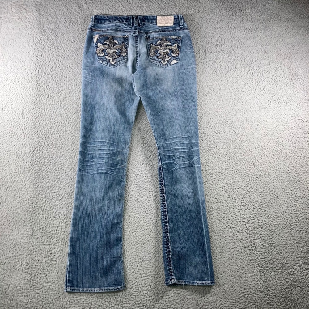 Hydraulic Y2K Bootcut Jeans 8 30x31 Low Rise Fleur De Lis Embellished McBling